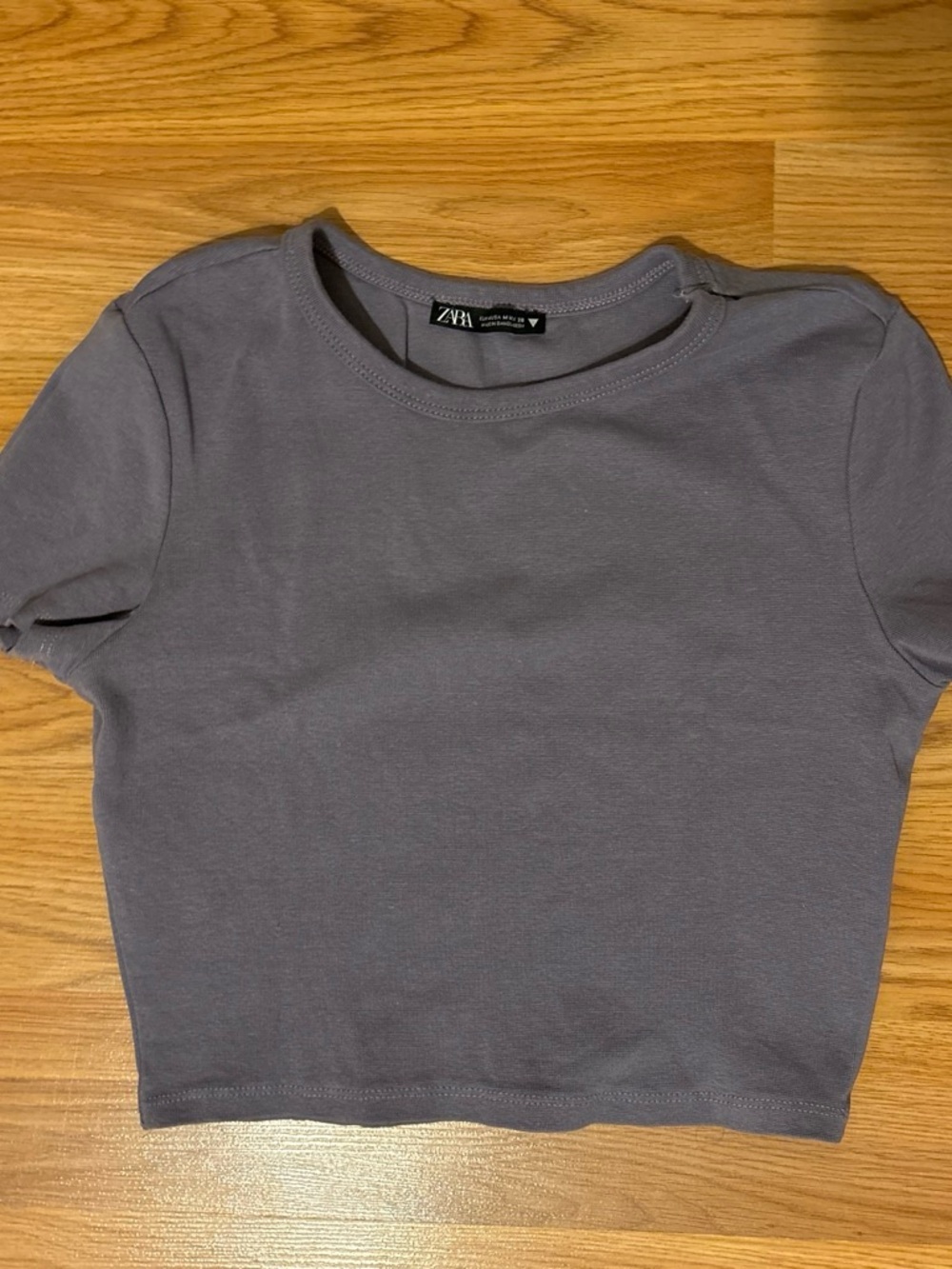 Zara Purple-Gray Cropped Crewneck Tee